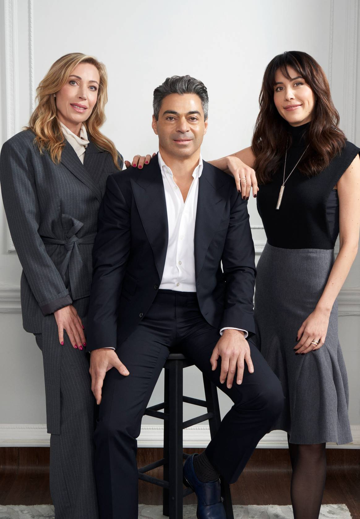 111Skin co-founders Eva and Dr. Yannis Alexandrides, next to CEO Vanessa Goddevrind