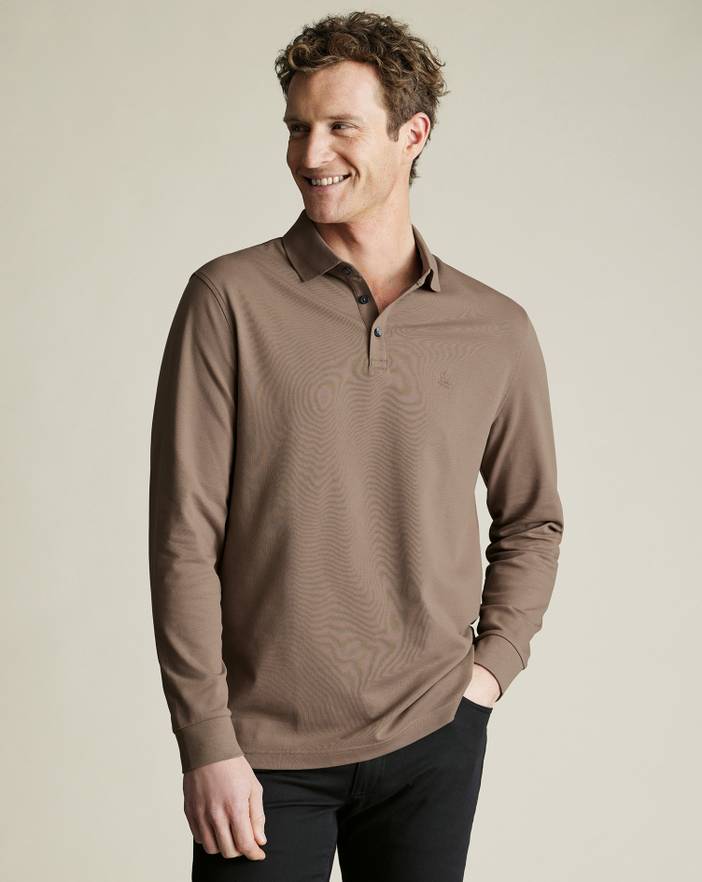 Men's Charles Tyrwhitt Long Sleeve Pique Polo Shirt | Charles Tyrwhitt