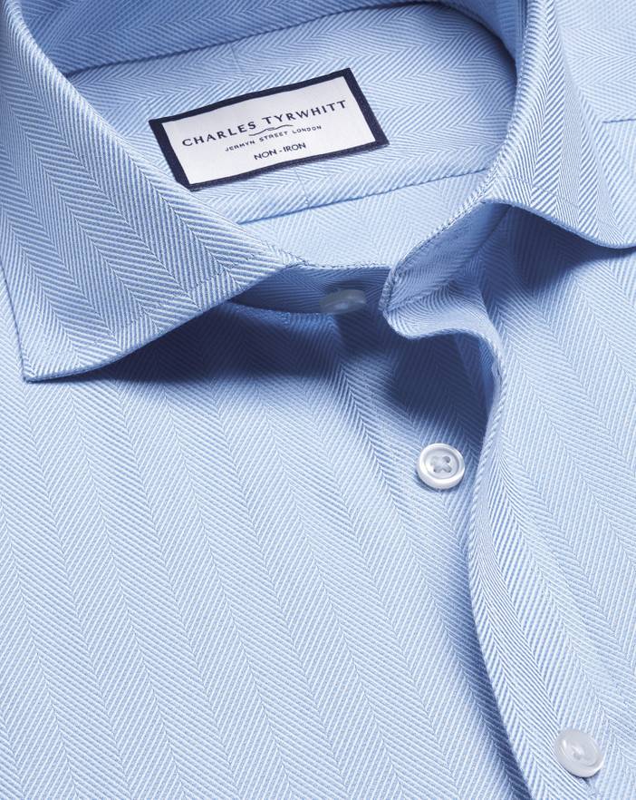 Men's Charles Tyrwhitt Cutaway Collar Non-Iron Herringbone Dress Shirt | Charles Tyrwhitt