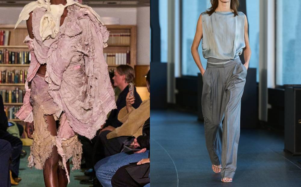 The Desaturated Colors Off-Beige Off-Mauve at Paolo Carzana SS26 - Ready to Wear & Off-Green and Off-Silver at Christopher Esber SS26 - Ready to Wear