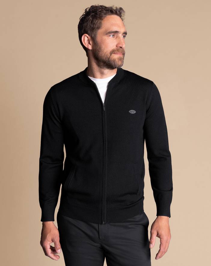 Men's Charles Tyrwhitt New York Jets Merino Zip Through Bomber | Charles Tyrwhitt