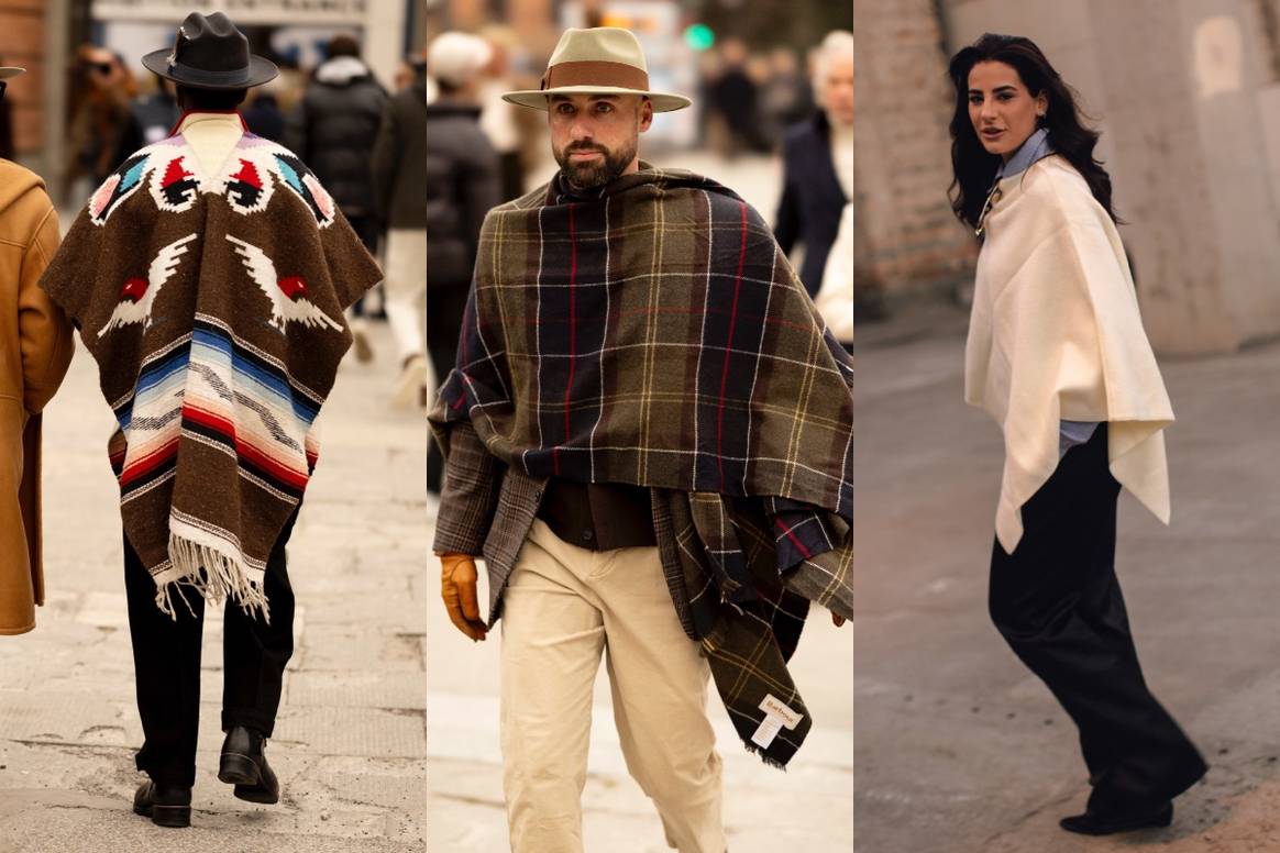 Ponchos und Überwürfe bei der Pitti Uomo FW24