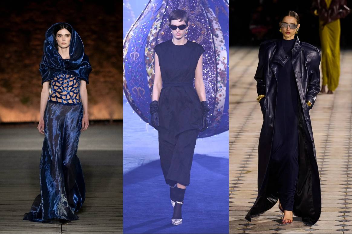 Images (from left to right): Alberta Ferretti Resort 24, Dior
FW23, Saint Laurent SS23. Credit: Spotlight Launchmetrics