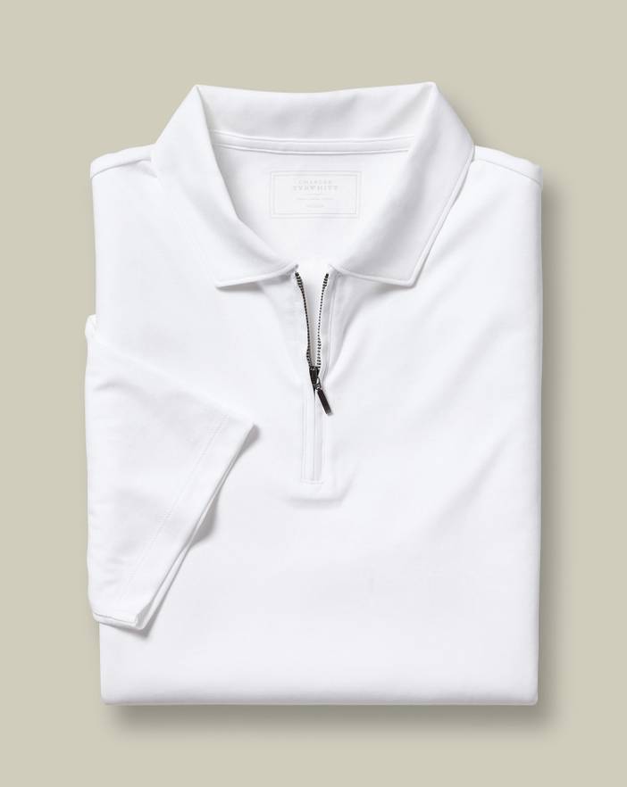 Men's Charles Tyrwhitt Zip-Neck Jersey Polo Shirt | Charles Tyrwhitt