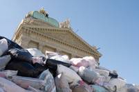 Schweizer Bundeshaus mit Kleiderberg konfrontiert