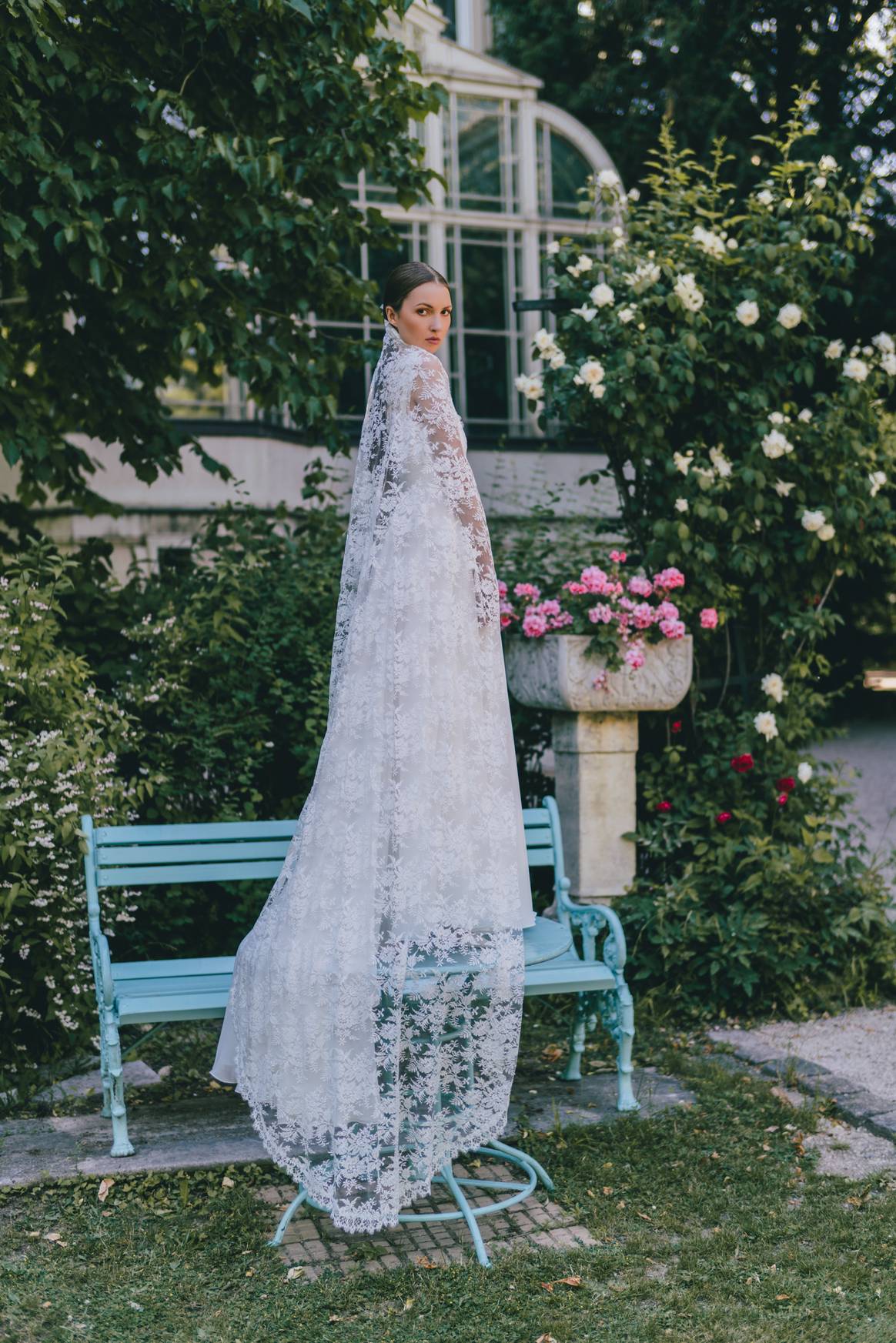 'Annie' dress and 'Valetta' veil from the 'Sweet Romance' collection by Valerie Kattus.