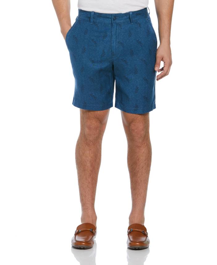 Men's Linen Blend Tropical Leaf Print Shorts | Cubavera