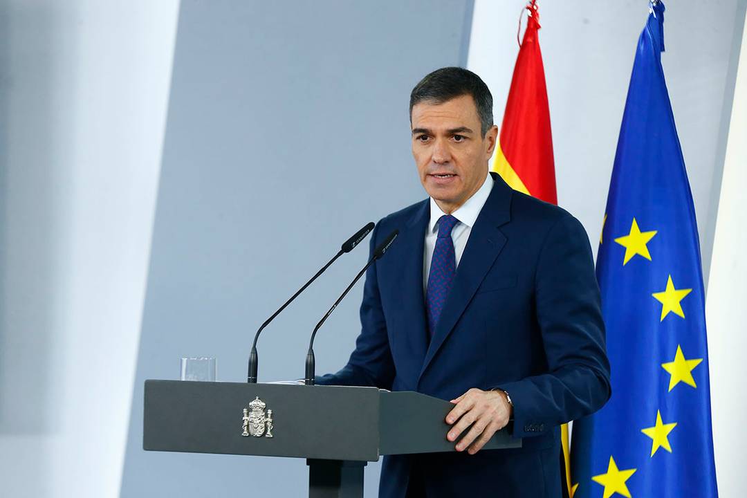 El presidente del Gobierno, Pedro Sánchez, durante su intervención en la rueda de prensa tras la reunión del Consejo de Ministros, el 11 de noviembre de 2024.