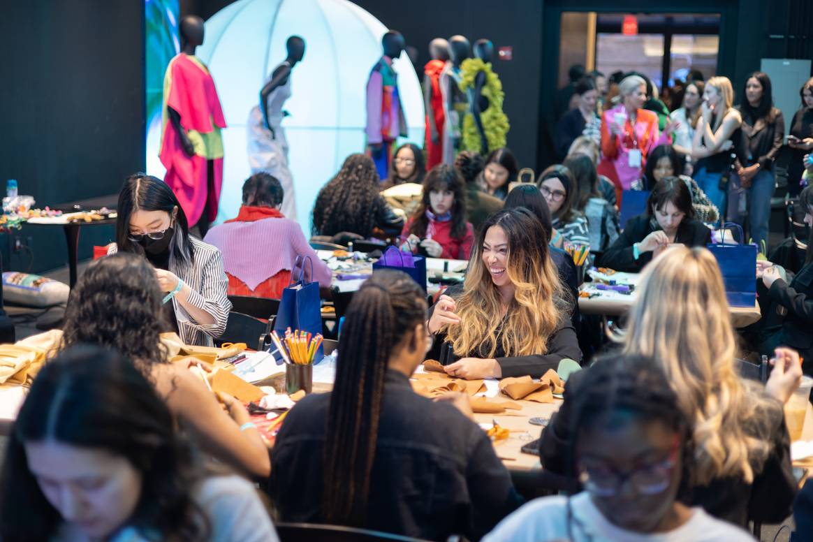 Students at work during Afterpay workshop with designer Colin LoCascio
during NYFW FW23