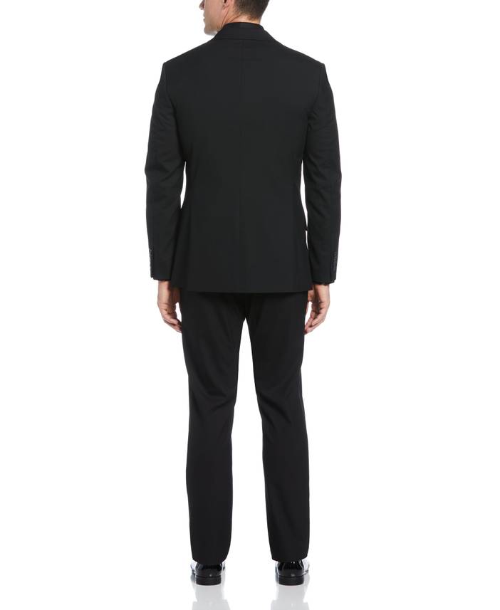 Men's Slim Fit Contrast Tuxedo Jacket in Black, Size 42 | Regular, Polyester/Elastane/Viscose | Perry Ellis