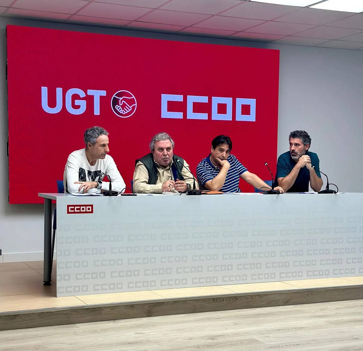 Rueda de prensa convocada por CCOO y la UGT para el anuncio de la convocatoria de huelga en el transporte por carretera, el 7 de octubre de 2024.