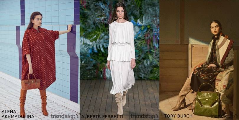 Beelden via Trendstop, van links naar rechts: Alena
Akhmadullina, Alberta Ferretti, Tory Burch, allen Resort 2020