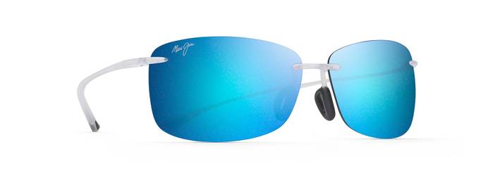 'Akau Rimless Polarized Sunglasses | Crystal Matte Frames with Blue Hawaii Lenses | Maui Jim