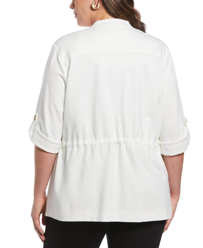 Women's Plus Size Ponte Knit Drape Front Jacket | Rafaella
