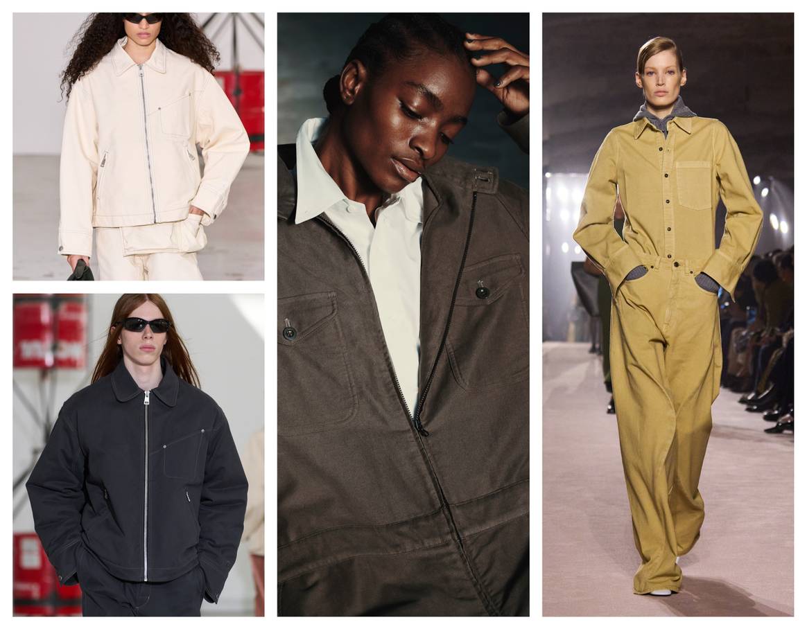 Workwear ter illustratie.  Études SS26 - Menswear (2x), Scye FW25 Ready to Wear en Victoria Beckham FW25 Ready to Wear.