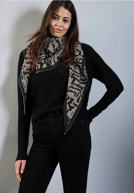 Frauen Feinstrick Dreieckstuch in Schwarz | Street One