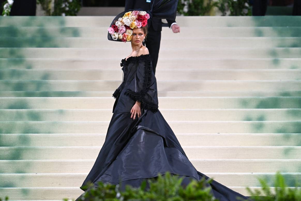 American actress Zendaya arrives at the Met Gala 2024 at the Metropolitan Museum of Art on 6 May 2024 in New York, wearing a Givenchy look by John Galliano (1996).