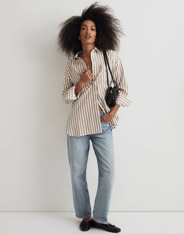 The Signature Poplin Oversized Shirt in Springy Stripe | Madewell