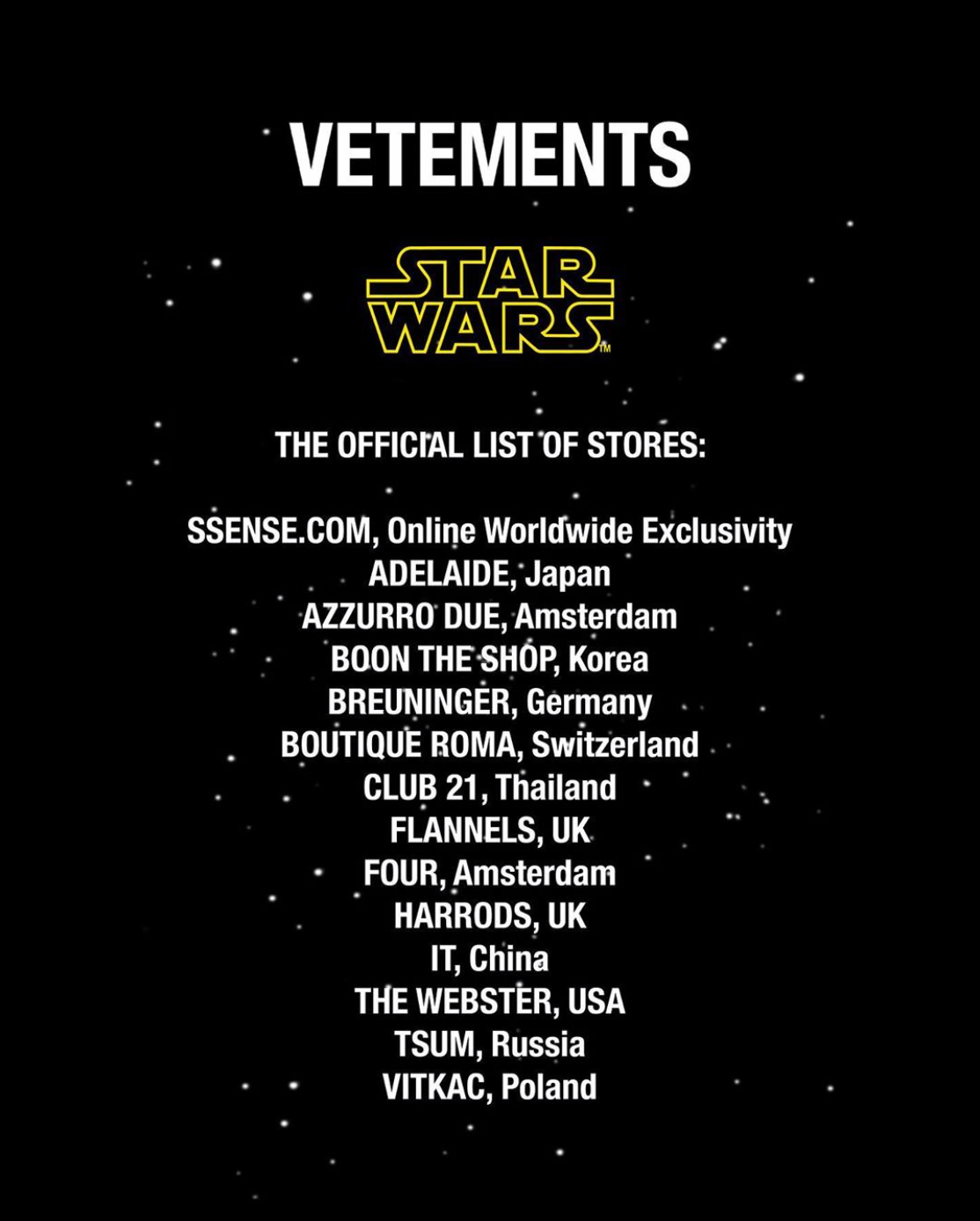 Vetements to launch Star Wars collection