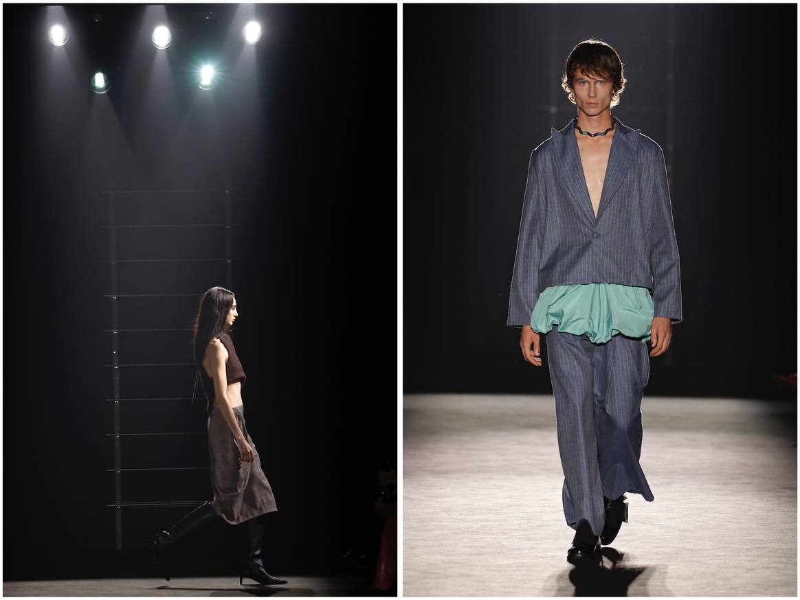 (De dch. a izq.) Fatima Miñana y Lemachet en 080 Barcelona Fashion.