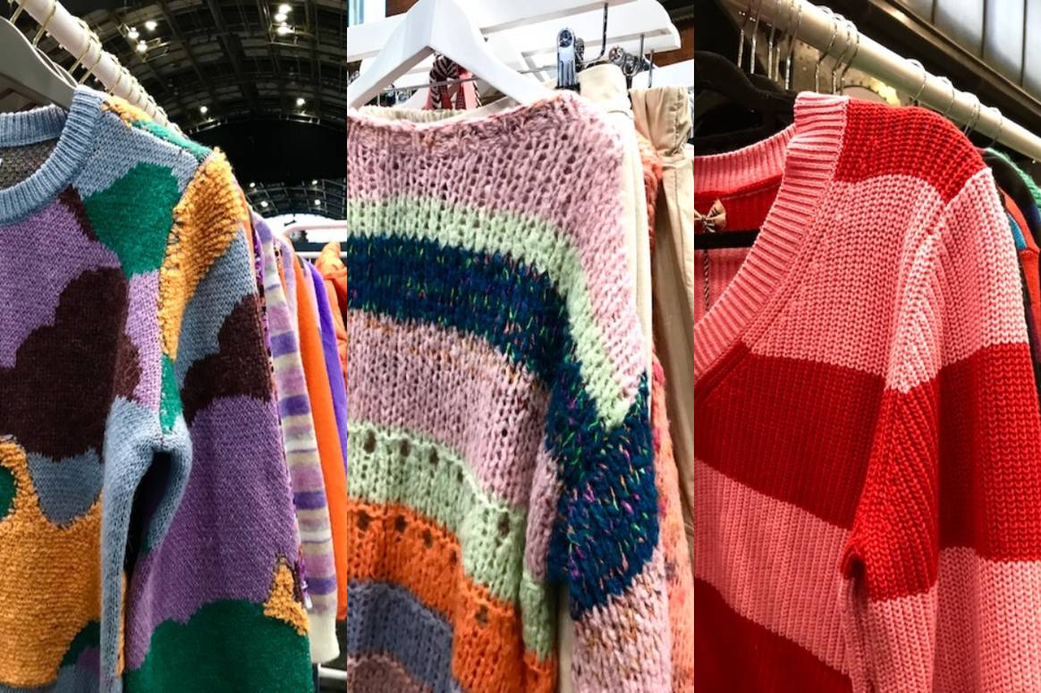 Strickwaren in Colorblocking auf der Messe Just Around the
Corner in den Kollektionen von Nümph, Black Colour und Sugarhill Brighton.
Bild: FashionUnited
