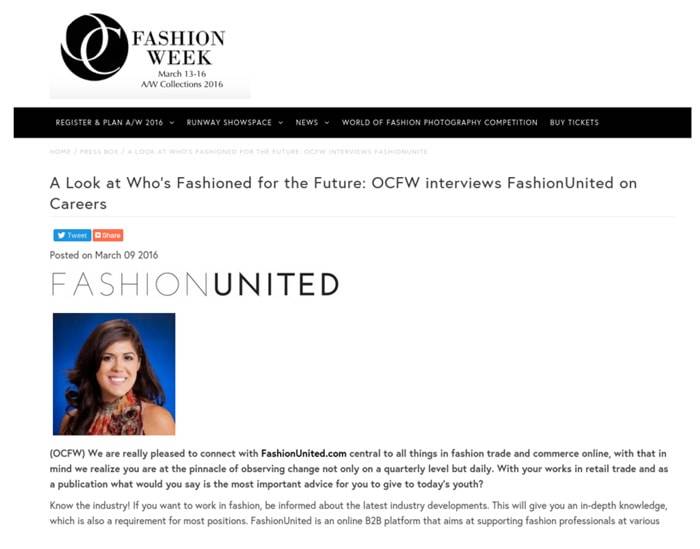 FashionUnited interviewed by Orange County Fashion Week