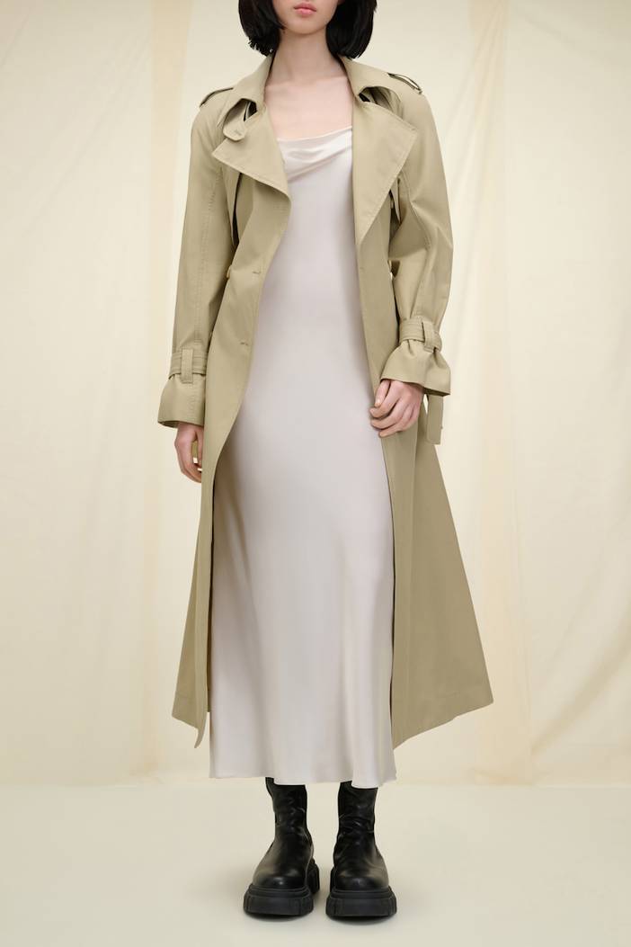 Loosely fitted stretch silk-satin midi-dress | dorothee schumacher