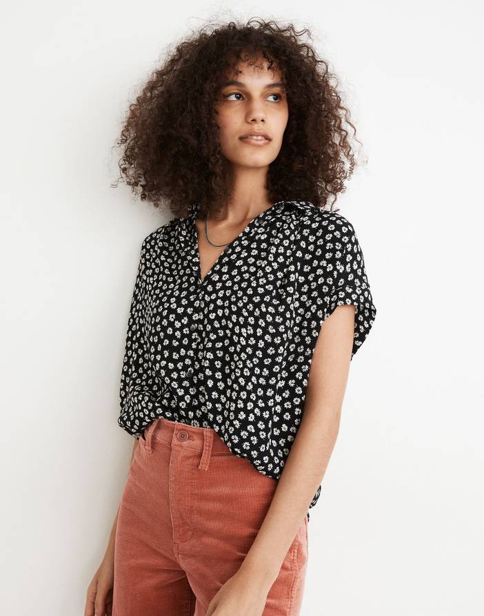 Central Drapey Shirt in Woodcut Flowers | Madewell