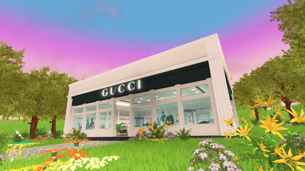 De Gucci-boetiek in Gucci Town. Beeld: Gucci x Roblox, via This Is Outcast