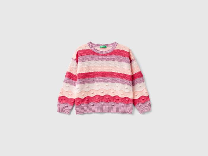 Benetton, Gestreifter Pulli Aus Recycelter Baumwollmischung, größe 82, Bunt, female | United Colors of Benetton