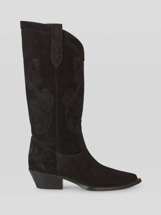 Stiefel Aus Veloursleder Mit Paisley-stickereien | Etro