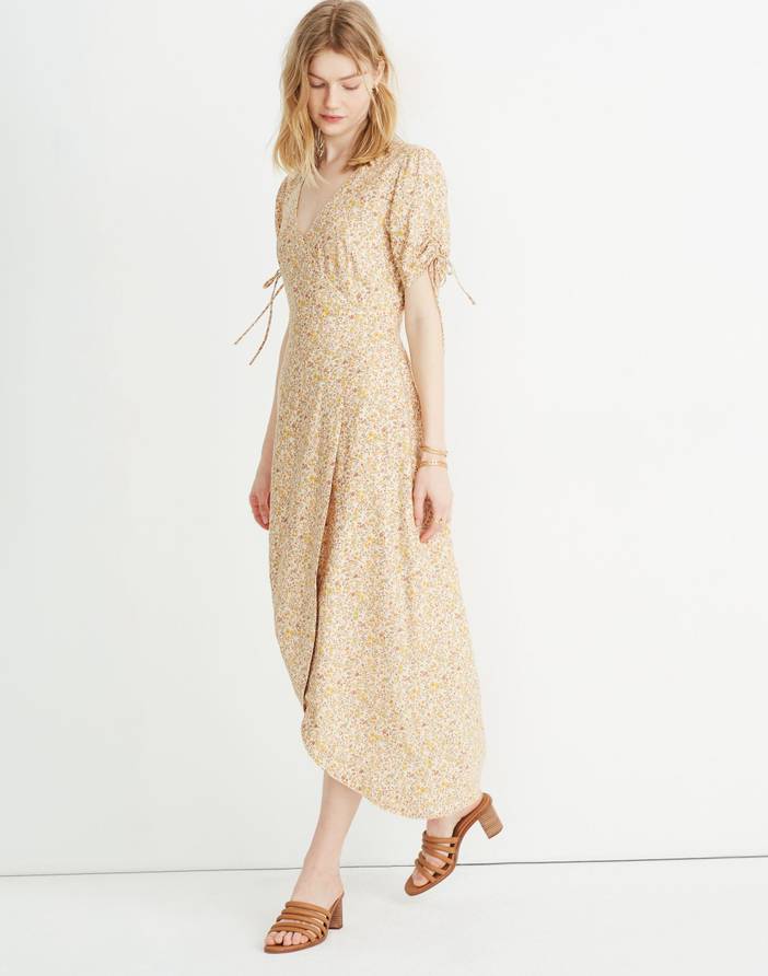 Peekaboo-Sleeve Maxi Dress in Blossoming Vines | Madewell