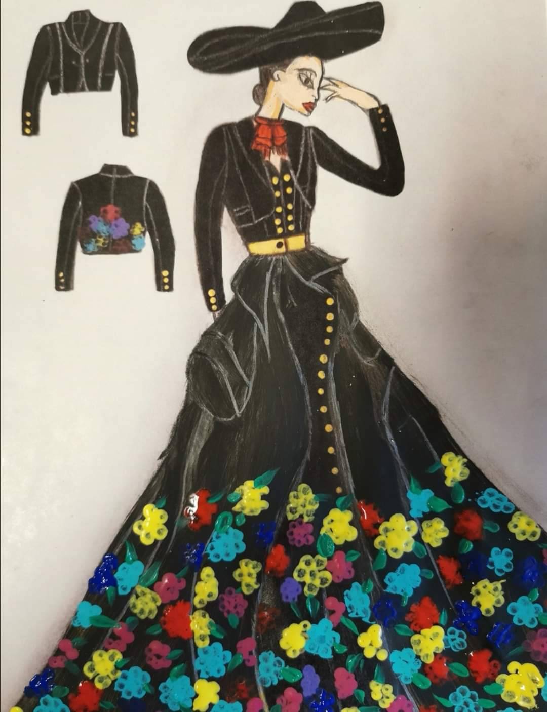 Sketch del vestido por Iván Rodríguez