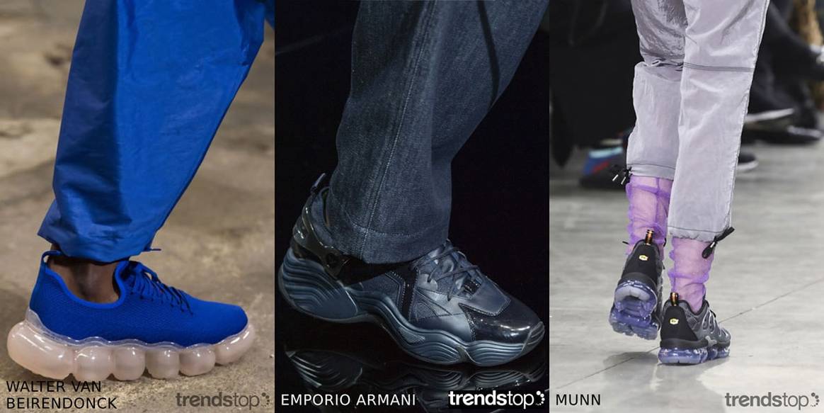 Beelden via Trendstop, van links naar rechts: Walter Van Beirendonck,
Emporio Armani, Munn, all allen Voorjaar Zomer 2020.