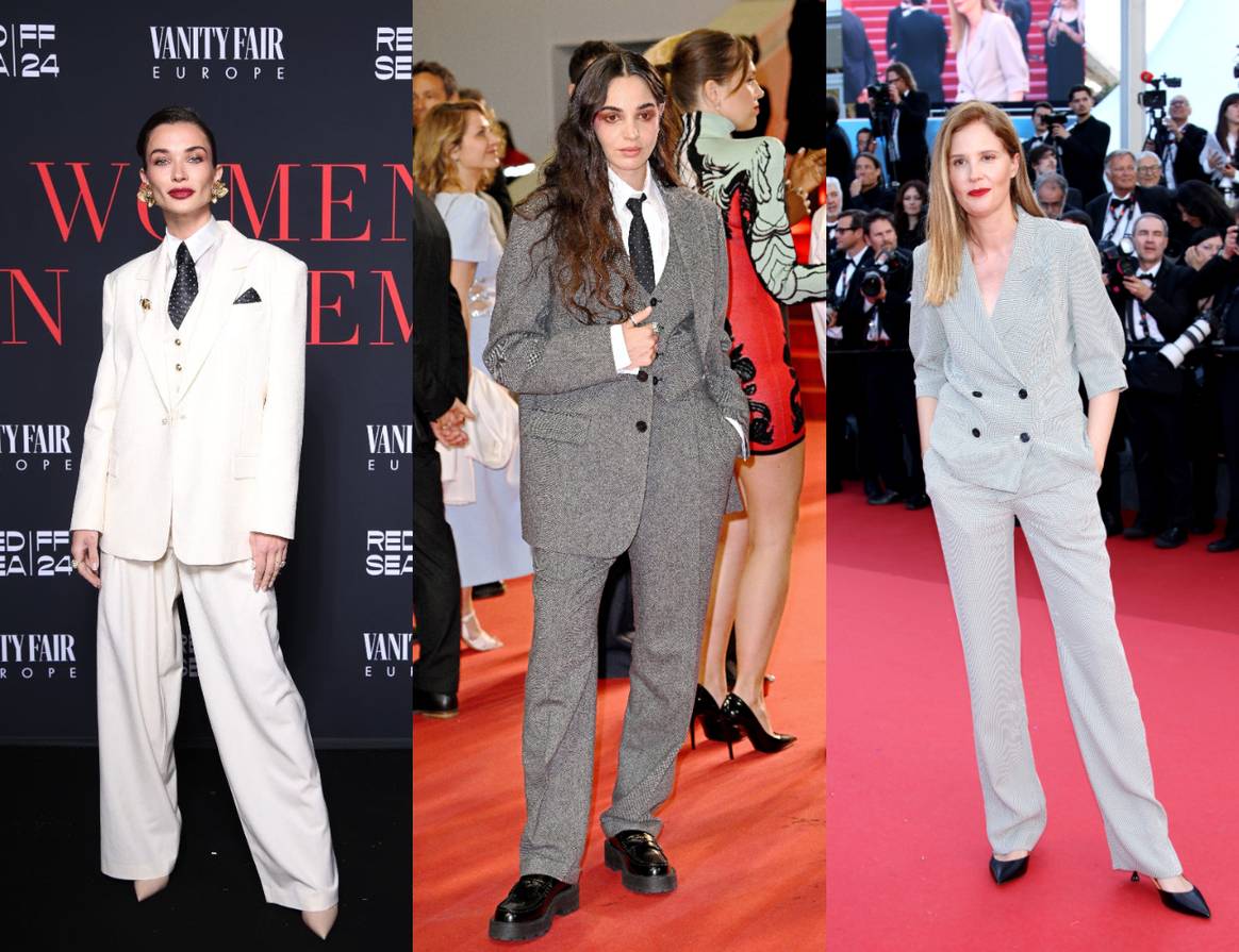 Amy Jackson in Maje, Souheila Yacoub in Dior and Justine Triet in Louis Vuitton.