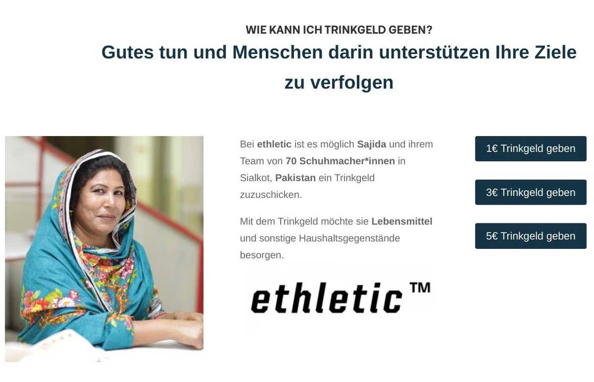 Nachhaltige Sneaker-Marke Ethletic realisiert erstes globales Trinkgeld mit Tip Me