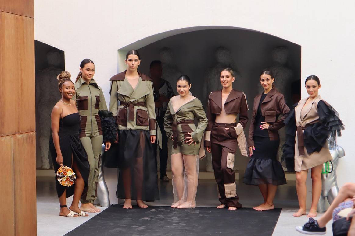 Graduate Elizabeth Mbugua and looks from her collection. Image courtesy of the school.