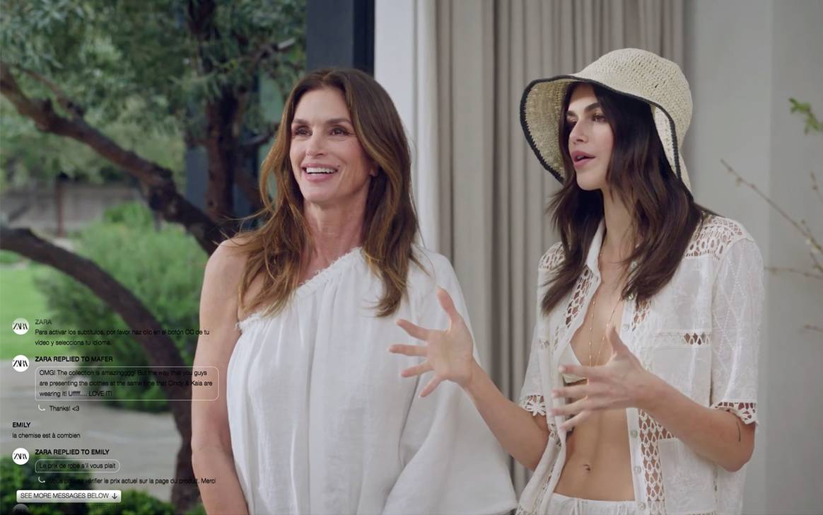 Cindy Crawford y Kaia Gerber durante el tercer capítulo de Zara Streaming.