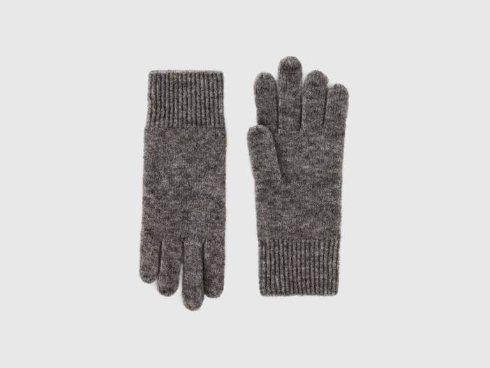 Benetton, Handschuhe Aus Recyceltem Garn, größe OS, Dunkelgrau, female | United Colors of Benetton
