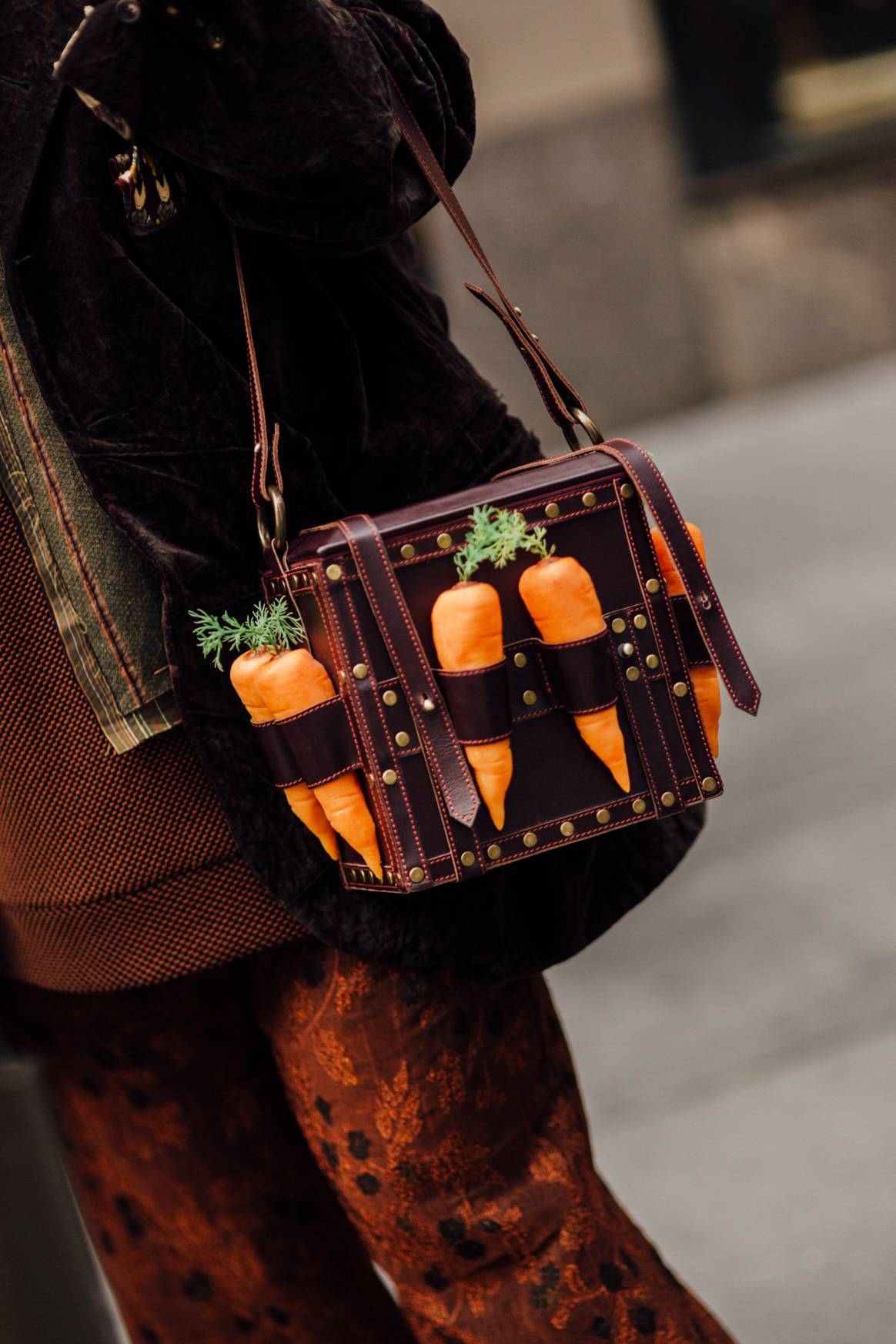 Puppets and Puppets Carrot Leather Apothecary Bag