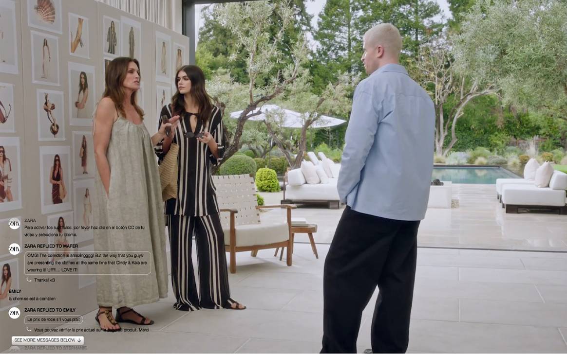 Cindy Crawford, Kaia Gerber y Evan Ross Katz durante el tercer capítulo de Zara Streaming.