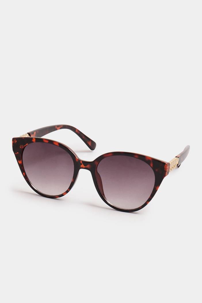 Zonnebril Met Kettingdetail Op De Pootjes In Tortoise | Yours