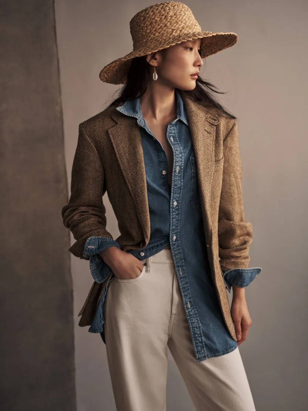 Polo Ralph Lauren SS24 denim shirt and straw hat