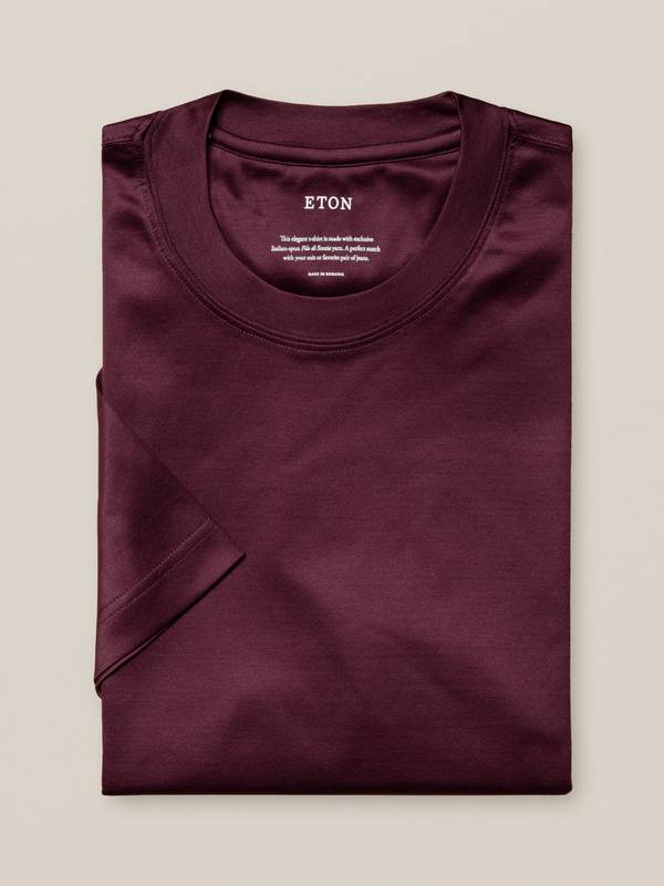Burgundy Red Filo di Scozia Crewneck T-Shirt | Eton