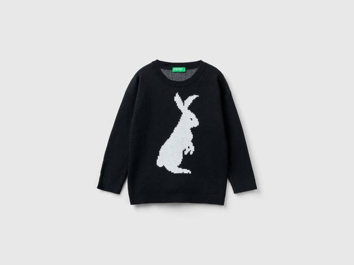 Benetton, Pullover Mit Hasen-design, größe 82, Schwarz, male | United Colors of Benetton