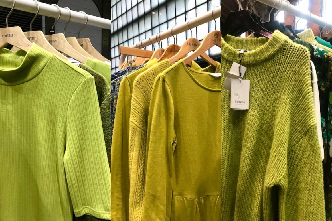 Limettengrüne Oberteile bei der Messe Just Around the Corner in
den Kollektionen von Fransa, Lily & Me und B. Young. Bild:
FashionUnited