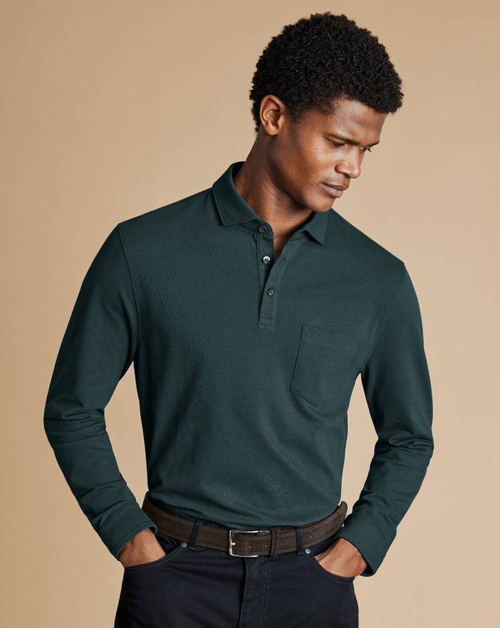 Men's Charles Tyrwhitt Long Sleeve Pique Polo Shirt | Charles Tyrwhitt