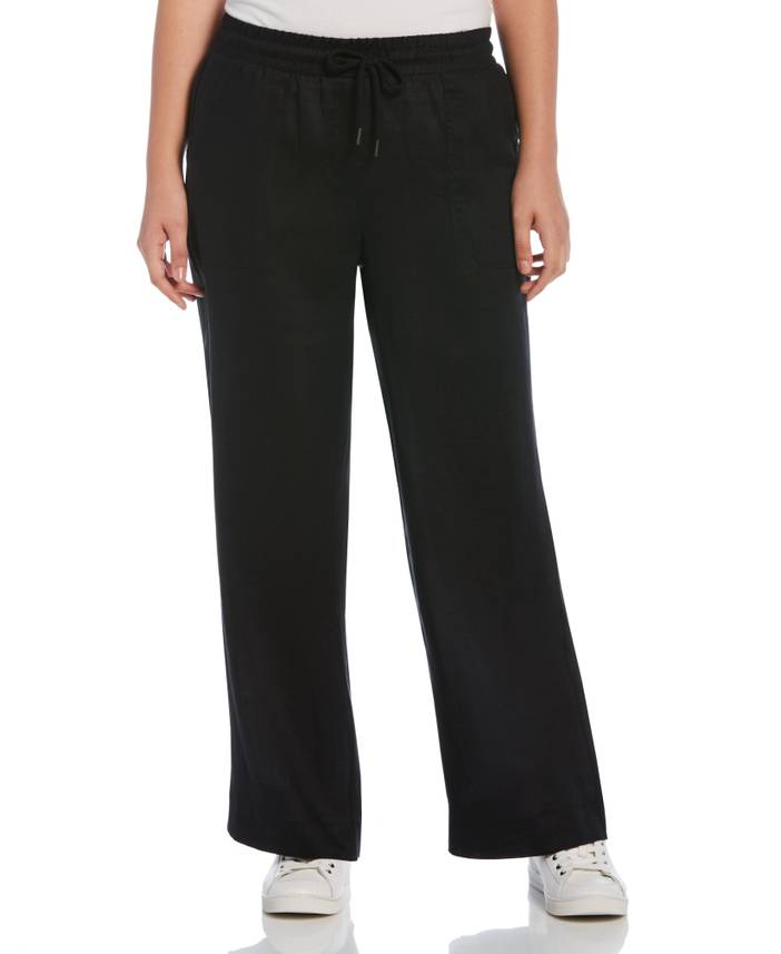 Women's Wide Leg Drawstring Linen Pants | Rafaella