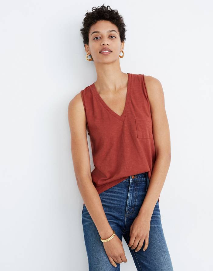 Whisper Cotton V-Neck Pocket Tank | Madewell