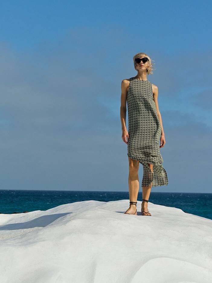 Carly Jersey Tunic Maxi Dress Black/Cream | French Connection